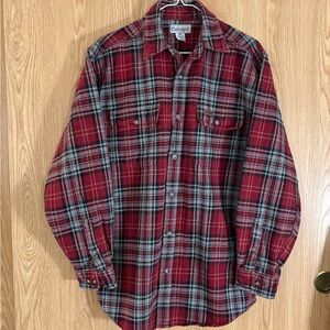 Carhartt Heavy Flannel Red and Gray Plaid Shirt